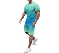 Chándal de verano para hombre, ajuste holgado, estampado de letras de la ciudad, ropa deportiva, ropa deportiva casual, ropa deportiva para uso diario (3), azul celeste, XL