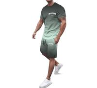 Chándal de verano para hombre, camiseta y pantalón corto, conjunto de 2 piezas, ropa casual de 2 piezas, chándales cortos para hombre, estampado de Los Ángeles, dos piezas, ropa deportiva de algodón