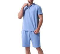 Chándal de verano para hombre, holgado, casual, estampado de cocotero, degradado, playa, vacaciones, conjunto diario, azul celeste, XXL