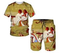 Chándal de Verano para Mujer/Hombre Dashiki Africano Conjunto de Camiseta con Estampado 3D y Pantalones Cortos de Playa Conjunto de 2 Piezas de Moda Ropa de Calle