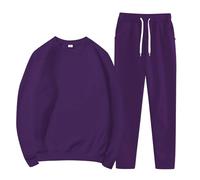Chándal de yoga para mujer, informal, color sólido, sudadera con cuello redondo Características: mono rojo para mujer, morado, S