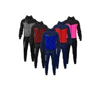 Chándal deportivo con forro polar y capucha: Negro y granate / Talla XL