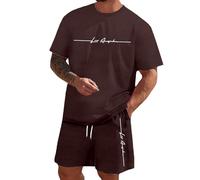 Chándal Deportivo Corto para Hombre 2 Piezas Conjunto de Chándal Camiseta + Pantalones Cortos Cómodo Transpirable Verano Traje de Deportivo Hombre Completo Chandal para Fútbol Baloncesto Tenis Jogging