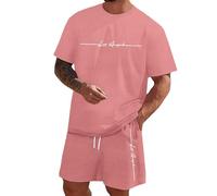 Chándal Deportivo Corto para Hombre 2 Piezas Conjunto de Chándal Camiseta + Pantalones Cortos Cómodo Transpirable Verano Traje de Deportivo Hombre Completo Chandal para Fútbol Baloncesto Tenis Jogging
