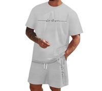 Chándal Deportivo Corto para Hombre 2 Piezas Conjunto de Chándal Camiseta + Pantalones Cortos Cómodo Transpirable Verano Traje de Deportivo Hombre Completo Chandal para Fútbol Baloncesto Tenis Jogging