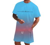Chándal Deportivo para Hombre 2 Piezas Verano Ligera Conjunto con Manga Corta Camiseta Pantalones Cortos Cómodo Transpirable Completo Chandal para Fútbol Baloncesto Tenis Jogging