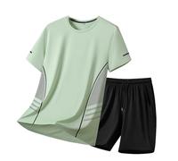 Chándal deportivo transpirable para hombre, camisetas de manga corta y pantalones cortos, conjuntos de entrenamiento atléticos para correr y gimnasio