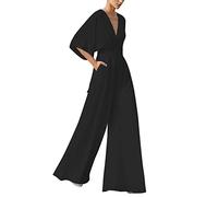 Chándal elegante para mujer, ceremonia curva, de una pieza y pelele Jumpsuit, Jumpsuit de mujer, de verano, mono elegante de encaje de cintura alta, color liso, casual, overall rompers, monos