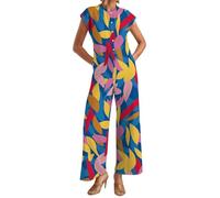 Chándal elegante para mujer, ceremonia, mono y pelele, Jumpsuit mujer, mono de manga corta con cuello en V pajarita pantalones de pierna ancha verano Loungewear Set Playsuit Cocktail Overall Jumpsuit