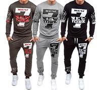 Chándal estampado para hombre, conjunto de chándal de manga larga sin capucha, ropa deportiva con estampado de letras, conjunto completo de sudadera y pantalones deportivos, ropa deportiva de moda