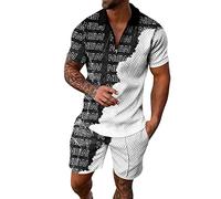 Chandal Hombre Completo Casual, Conjunto Deportivo Hombre Anchos, Traje Manga Corta 3D Secado RáPido Pantalones Cortos Playa Tropical Hawaiianss Pantalones Cortos Deportivos Chándales Conjunto