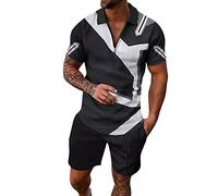 Chandal Hombre Completo Casual, Conjunto Deportivo Hombre Anchos, Traje Manga Corta 3D Secado RáPido Pantalones Cortos Playa Tropical Hawaiianss Pantalones Cortos Deportivos Chándales Conjunto