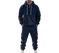 Chándal Hombre Completo - Conjunto Chandal Hombre Casual Sudadera Y Pantalones Deportivas Trekking Elásticos Manga Larga Ropa Moda con Bolsillos Running Otoño Invierno Chándales Marina de Guerra 3XL