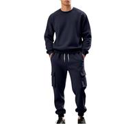 Chandal Hombre Completo - Conjunto Chandal Hombre Deporte Sudadera Y Pantalones Cómodo Gym Elásticos con Bolsillos Ropa Termico 2 Piezas Running Otoño Invierno Chándales Marina de Guerra XL