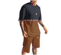 Chandal Hombre Completo,Conjunto Deportivos para Hombres Traje de Chandal Retro Estampado Camisetas Manga Corta y Pantalones Cortos Deporte Casual Cómodo Tracksuit Transpirable Ropa Deportiva Hombre