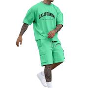 Chandal Hombre Completo estampado de verano 2 piezas Conjunto jogger traje ocio empujador para solapa y pantalones cortos al aire libre
