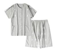 Chandal Hombre Completo Lino, Conjunto Deportivo Hombre Casual, Holgado Camisa Y Pantalones Cortos Manga Corta Ideal RecuperacióN Posoperatoria CóModo Y Sin Necesidad QuitáRselos CháNdales Conjunto
