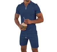 Chandal Hombre Completo,Mis Pedidos Conjunto Deportivos para Hombres Traje de Chandal Polos Manga Corta y Pantalones Cortos Deporte Casual Color Sólido Tracksuit Conjunto de Chándal de Entrenamiento