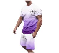 Chandal Hombre Completo Verano, Conjunto Deportivo Hombre Deportivo, Ensemble T Shirt Et Short DéGradé D'éTé Pour Homme - Rouge Et Noir Avec Motif Arbre Tenue DéContractéE Conjuntos CháNdales