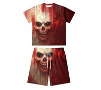 Chandal Hombre Conjunto Deportivo Hombre Estampado Sangriento Halloween Doble Cara Cuello Redondo Shorts Cordon Ropa Verano Terror Conjuntos Deportivos Verano Ropa De Ho