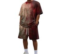 Chandal Hombre Conjunto Deportivo Hombre Estampado Sangriento Halloween Doble Cara Cuello Redondo Shorts Cordon Ropa Verano Tematica Conjuntos Deportivos Verano Ropa De