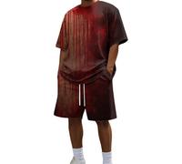 Chandal Hombre Conjunto Deportivo Hombre Estampado Sangriento Halloween Doble Lado Cuello Redondo Shorts Cordon Ropa Verano Disfraces Conjuntos Deportivos Verano Ropa De
