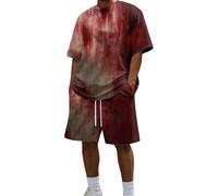 Chandal Hombre Conjunto Deportivo Hombre Estampado Sangriento Halloween Doble Lado Cuello Redondo Shorts Cordon Ropa Verano Tematica Conjuntos Deportivos Verano Ropa De