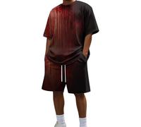 Chandal Hombre Conjunto Deportivo Hombre Estampado Sangriento Halloween Doble Vista Cuello Redondo Shorts Cordon Ropa Verano Fiesta Conjuntos Deportivos Verano Ropa De H
