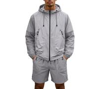 Chandal Hombre Verano, Corto Roupa Cortavientos Marca Slim Fit Deportiva Conjuntos Softshell, Traje Cremallera Divertido Homem Verano Cortos Impermeable Softshell Conjunto Deporte Hombre, XL