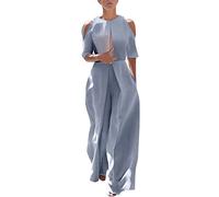 Chándal Jumpsuit Mujer, Jumpsuit Mujer, Monos y Peleles, Mujeres Casual Verano Camiseta Sin Mangas con Cuello en V y Cintura Alta de Pierna Ancha Mono Rompers Ceremonia Chándal Largo Playsuit Romper