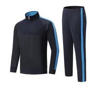 Chándal largo para hombre, traje deportivo de gran tamaño, ropa deportiva de dos piezas, chaqueta bomber de 2 piezas + pantalones deportivos, ropa de ocio, sudadera, sudadera, conjuntos, R Armada, XXL