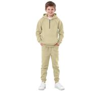 Chándal liso con capucha y cremallera de un cuarto para niños y adolescentes, sudadera de forro polar, 2 piezas, color liso, sudadera de manga larga, pantalones deportivos para gimnasio, correr, ropa