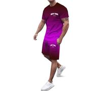Chándal manga corta hombre,Conjunto de verano dos piezas para el tiempo libre traje entrenamiento ocio hombres Diseño bloque color Ideales vacaciones tropicales