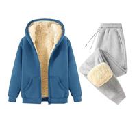 Chandal Mujer Completo Conjuntos Deportivos Polar Invierno Otoño Elegante Ropa Deportiva 2 Piezas Talla Grande Chaqueta De Lana Casual Sudadera Sin Capucha Y Pantalones Conjunto Deportivo Gimnasio