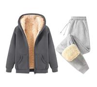 Chandal Mujer Completo Conjuntos Deportivos Polar Invierno Otoño Elegante Ropa Deportiva 2 Piezas Talla Grande Chaqueta De Lana Casual Sudadera Sin Capucha Y Pantalones Conjunto Deportivo Gimnasio