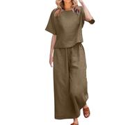 Chándal Mujer Completo Verano Original 2026 Moda Conjunto de 2 Piezas Cintura Alta Pantalon Y Blusa Color Sólido Suave Y Cómodo Vacaciones Ropa De Deportivo Diarios Vacaciones Playa