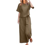 Chándal Mujer Completo Verano Original 2026 Moda Conjunto de 2 Piezas Cintura Alta Pantalon Y Blusa Color Sólido Suave Y Cómodo Vacaciones Ropa De Deportivo Diarios Vacaciones Playa