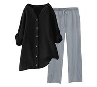 Chándal Mujer Completo Verano Original 2026 Moda Conjunto de 2 Piezas Cintura Alta Pantalon Y Blusa Color Sólido Suave Y Cómodo Vacaciones Ropa De Deportivo Diarios Vacaciones Playa