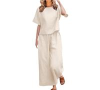 Chándal Mujer Completo Verano Original 2026 Moda Conjunto de 2 Piezas Cintura Alta Pantalon Y Blusa Color Sólido Suave Y Cómodo Vacaciones Ropa De Deportivo Diarios Vacaciones Playa