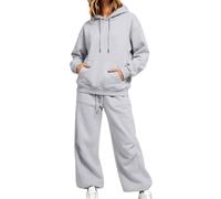 Chándal Mujer de Forro Polar Invernal Caliente y Aterciopelado Conjunto de 2 Piezas de Algodón Sudadera con Capucha y Pantalones Aterciopelados Conjunto Térmico Deportivo Casual Ropa Deportiva
