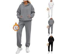 Chandal Mujer Invierno Polar Oversized Chándal Completo 2 Piezas Manga Larga Sudadera con Capucha y Pantalón Conjunto Dos Piezas Conjuntos Deportivos Fitness Jogging Ropa Deportiva Sweatshirt