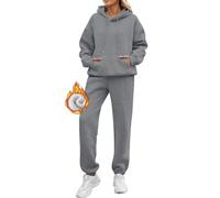 Chandal Mujer Invierno Polar Oversized Chándal Completo 2 Piezas Manga Larga Sudadera con Capucha y Pantalón Conjunto Dos Piezas Conjuntos Deportivos Fitness Jogging Ropa Deportiva Sweatshirt
