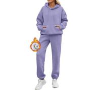 Chandal Mujer Invierno Polar Oversized Chándal Completo 2 Piezas Manga Larga Sudadera con Capucha y Pantalón Conjunto Dos Piezas Conjuntos Deportivos Fitness Jogging Ropa Deportiva Sweatshirt