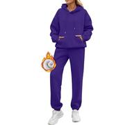 Chandal Mujer Invierno Polar Oversized Chándal Completo 2 Piezas Manga Larga Sudadera con Capucha y Pantalón Conjunto Dos Piezas Conjuntos Deportivos Fitness Jogging Ropa Deportiva Sweatshirt