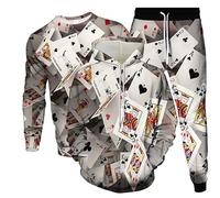 Chándal Mujeres Hombres Póker Carta de Juego Impresión 3D Sudaderas con Capucha/Sudadera/Pantalones de Chándal Casual Ropa Deportiva 3 Piezas Conjunto Streetwear