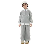 Chandal Niña 8 Años - Conjunto De Ropa para Niñas Estilo Coreano Informal Chaqueta De Béisbol Sudadera con Capucha Y Chándal De 2 Piezas para Niñas Pequeñas Ropa De Moda De Otoño E (Grey 7-8 Years)