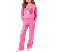 Chandal Niña,Conjunto de Sudadera para Niña de 7 a 15 Años, 2 Piezas Sudaderas Manga Larga con Estampado de Corazón y Pantalón Largo Deportivos Ropa Adolescente para Escuela Yoga Jogging Running
