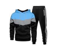 Chándal para hombre, 2 piezas, juego con bolsillos, bloque de colores, sudaderas con capucha con pantalones de joggy, traje deportivo holgado, traje de ocio, traje deportivo, transpirable, ropa