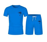 Chándal para hombre, chándal para hombre, traje de ocio, traje deportivo, conjunto de chándal de verano para hombre de talla grande, manga corta, deportivo, informal, bloque de color, cordón en la