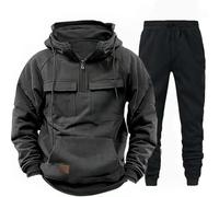 Chándal para hombre completo cómodo para gimnasio, sudaderas con capucha y pantalones anchos para jogging, fitness, conjuntos deportivos ligeros con bolsillos, chándal para gimnasia otoño invierno